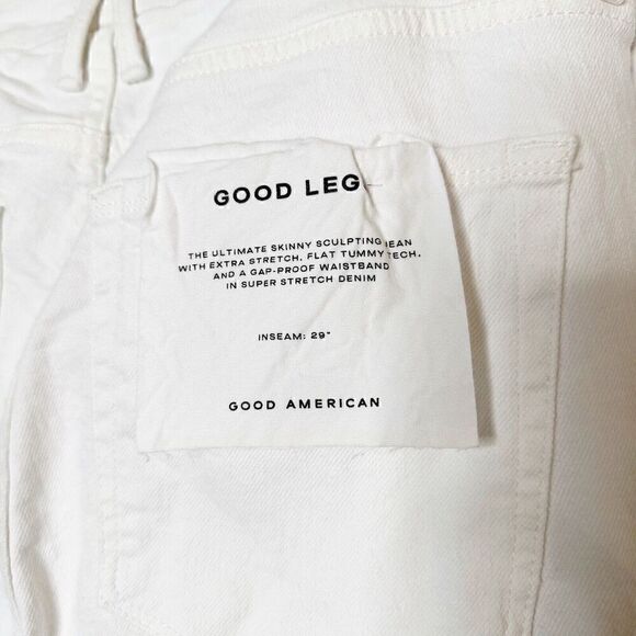 NWT Good American Good Legs Cross Over Waist Skinny Jeans Women's White Size 15 - Picture 6 of 9